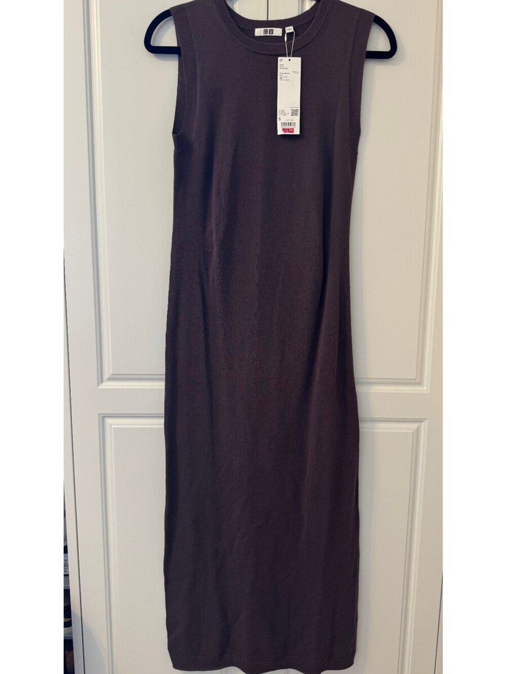 Uniqlo U Purple Sleeveless 100% Cotton Knit Midi Dress Size S